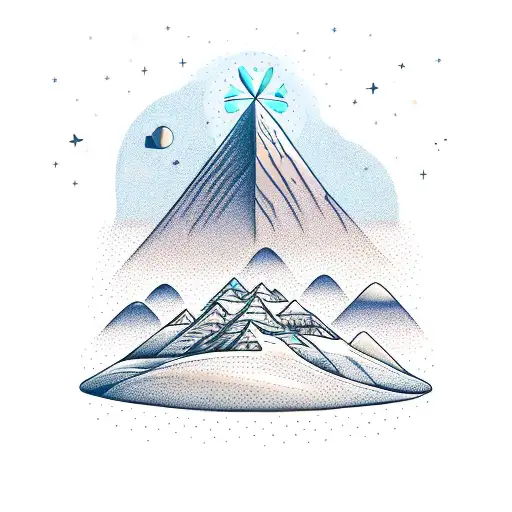 A detailed illustration of a sand dune with the Southern Cross constellation rising above it, capturing the essence of adventure and travel tattoo design idea