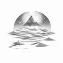 A detailed illustration of a sand dune with the Southern Cross constellation rising above it, capturing the essence of adventure and travel tattoo design idea