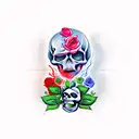 burning rose with burning skull hand tattoo design idea