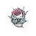 burning rose with burning skull hand tattoo design idea
