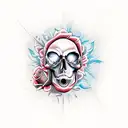 burning rose with burning skull hand tattoo design idea