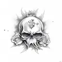 burning rose with burning skull hand tattoo design idea