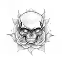 burning rose with burning skull hand tattoo design idea