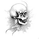 burning rose with burning skull hand tattoo design idea