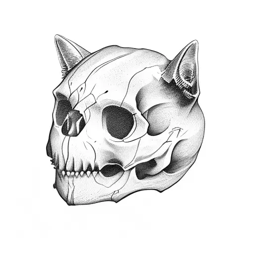 cats skull  tattoo design idea