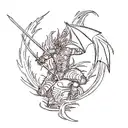 Dragon with sword tattoo design idea