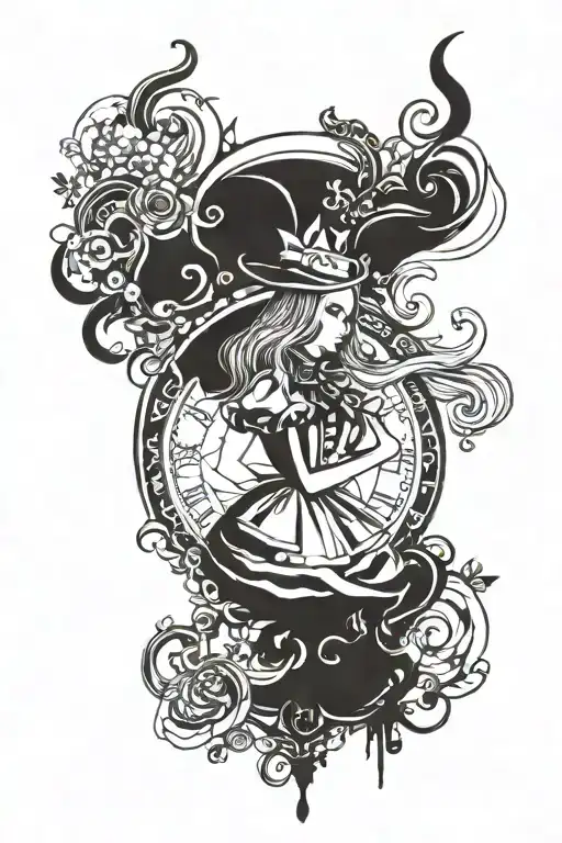 tattooed alice in wonderland dark abstract tattoo tattoo design idea