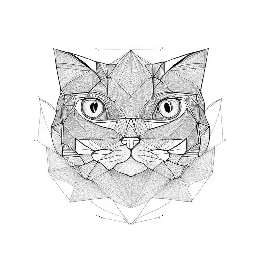 symmetrical cat face tattoo design idea