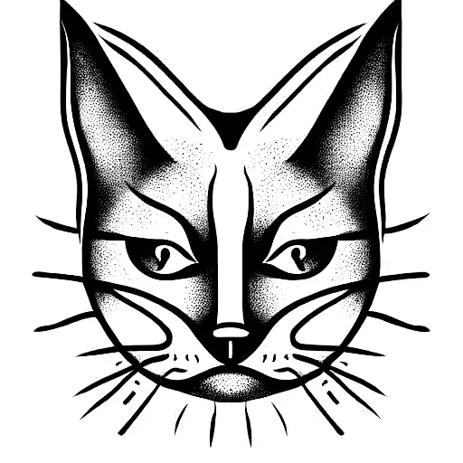 symmetrical cat face on a demonic symbol tattoo design idea