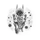 skeleton hand, gothic rose, crescent moon, spider web, sword tattoo design idea