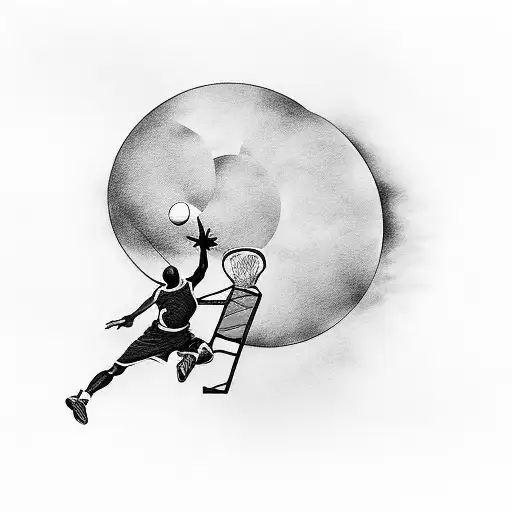 A silhouette of Michael Jordan shooting a fadeaway jump shot tattoo design idea