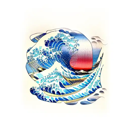 kanagawa wave tattoo design idea