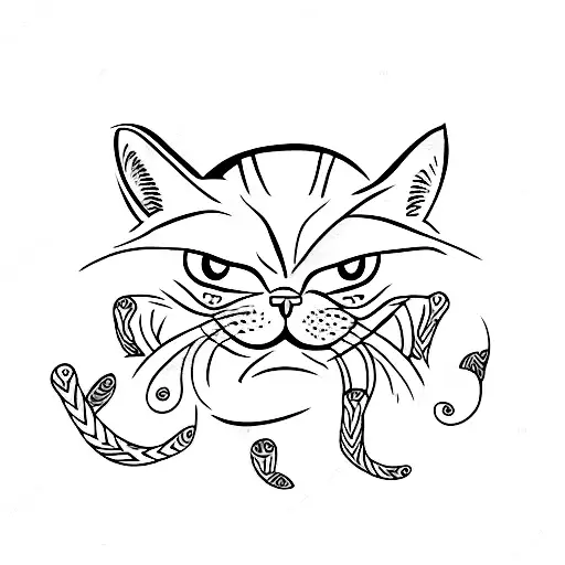 eyes cat with name on the middle eyes  tattoo design idea