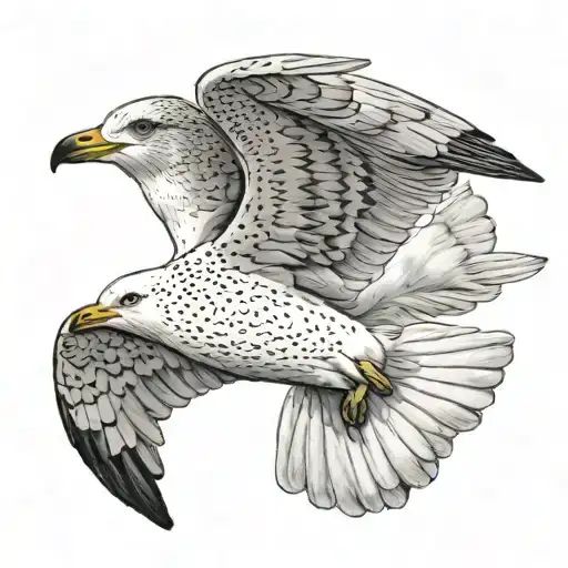 seagull flying tattoo design idea