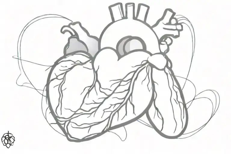 anatomical heart tattoo design idea