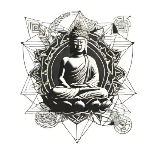 buddha floating gracefully tattoo design idea