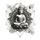 buddha floating gracefully tattoo design idea