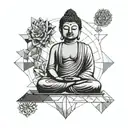 buddha floating gracefully tattoo design idea