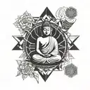 buddha floating gracefully tattoo design idea