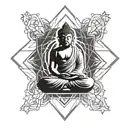 buddha floating gracefully tattoo design idea