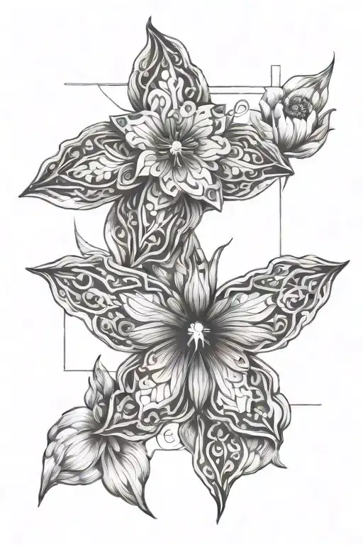 dafodill with song lyric written tattoo design idea