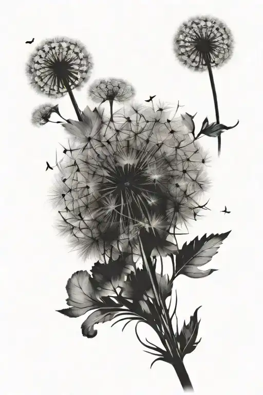 Dandelion blowing tattoo design idea