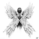 broken angel wings tattoo design idea
