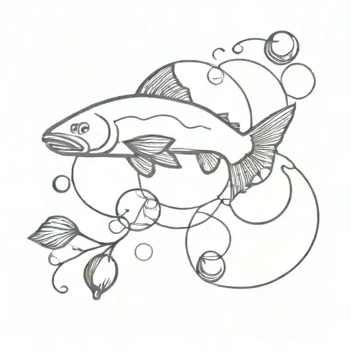 Cherry salmon blowing heart bubbles  tattoo design idea