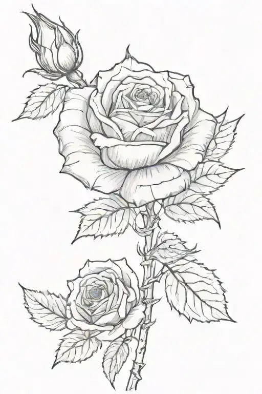 A bandaged rose with stem and thorns and a banner wrapping the stem that quotes "{ NeverDieYoung }{ Lieutenant general } tattoo design idea