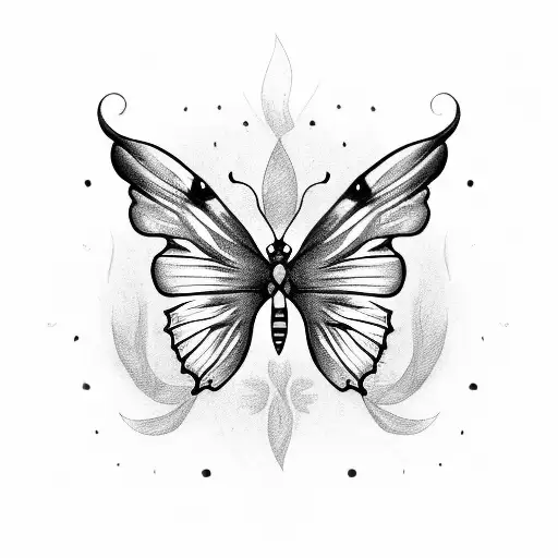 butterfly with flames tattoo design idea