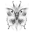 butterfly with flames tattoo design idea