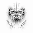 butterfly with flames tattoo design idea