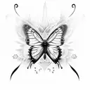 butterfly with flames tattoo design idea