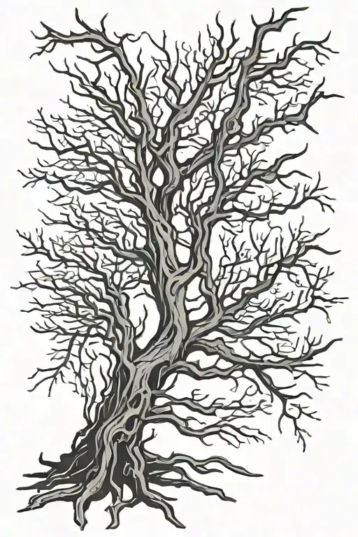 slender dead driftwood branches for back tattoo  tattoo design idea
