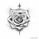 christian cross with roses tattoo design idea