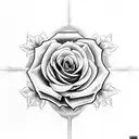 christian cross with roses tattoo design idea