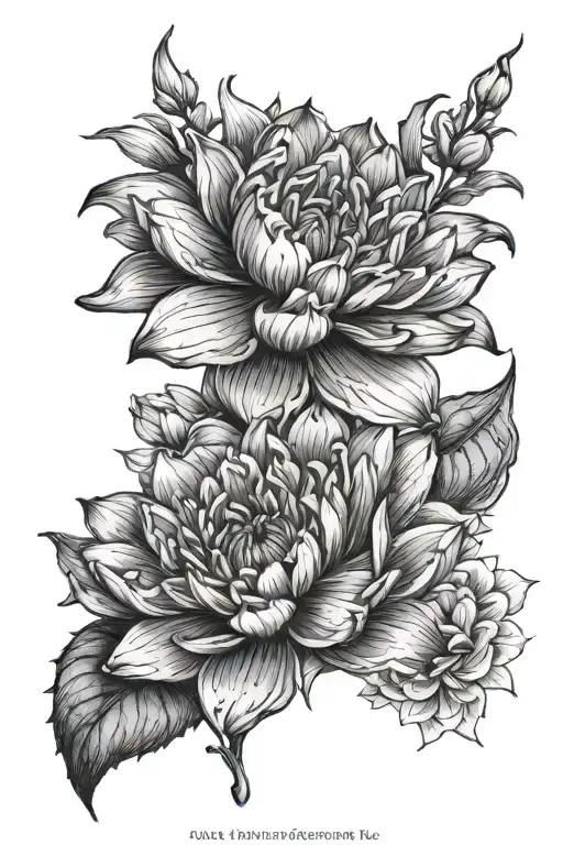 one larkspur, one water lily, one carnation flower tattoo design idea