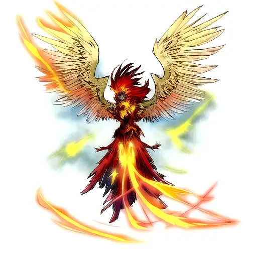 Phoenix rising from the ashes tattoo design idea
