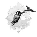 raven and swallows trapped mind tattoo design idea