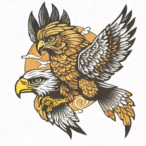 hawk wings, Rocky Mountains, waves, Brooks and Isla  tattoo design idea