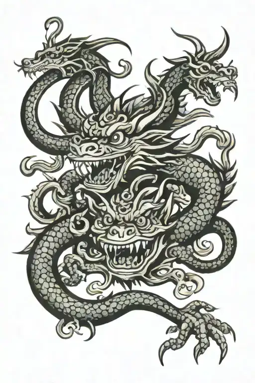 Dragon and  monkey tattoo design idea