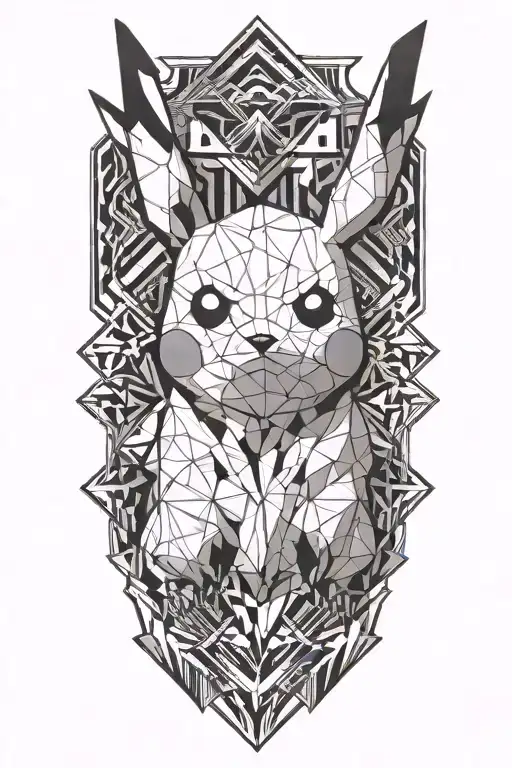 geometric design of pikachu tattoo design idea