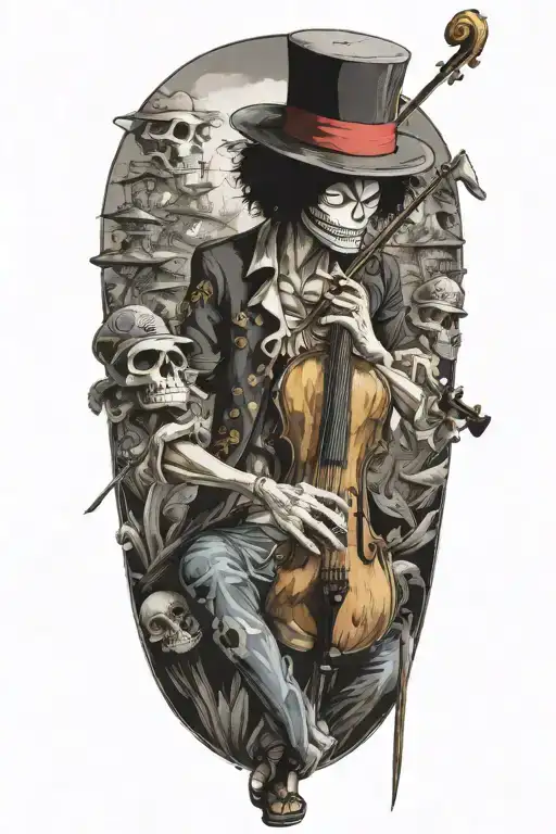 brook from one piece playing violin  tattoo design idea