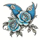 Blue Rose Moon cherry blossom tattoo design idea