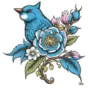 Blue Rose Moon cherry blossom tattoo design idea