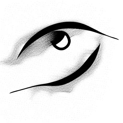 psychedelic cartoon eyes superimposed and crossed with sharp chains, sketch on white background, black and white tattoo design idea