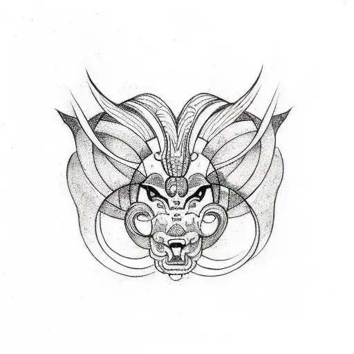 sketch of fine, elegant tattoo with the sign of aries, stars, lines tattoo design idea