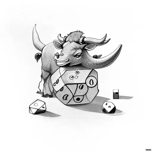 minotaur with dice tattoo design idea