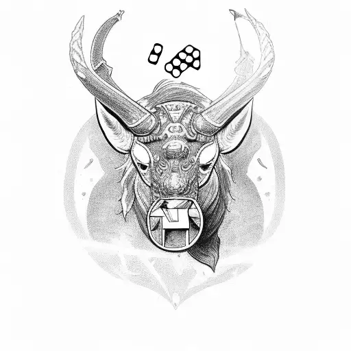 minotaur with dice tattoo design idea