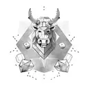 minotaur with dice and axe tattoo design idea